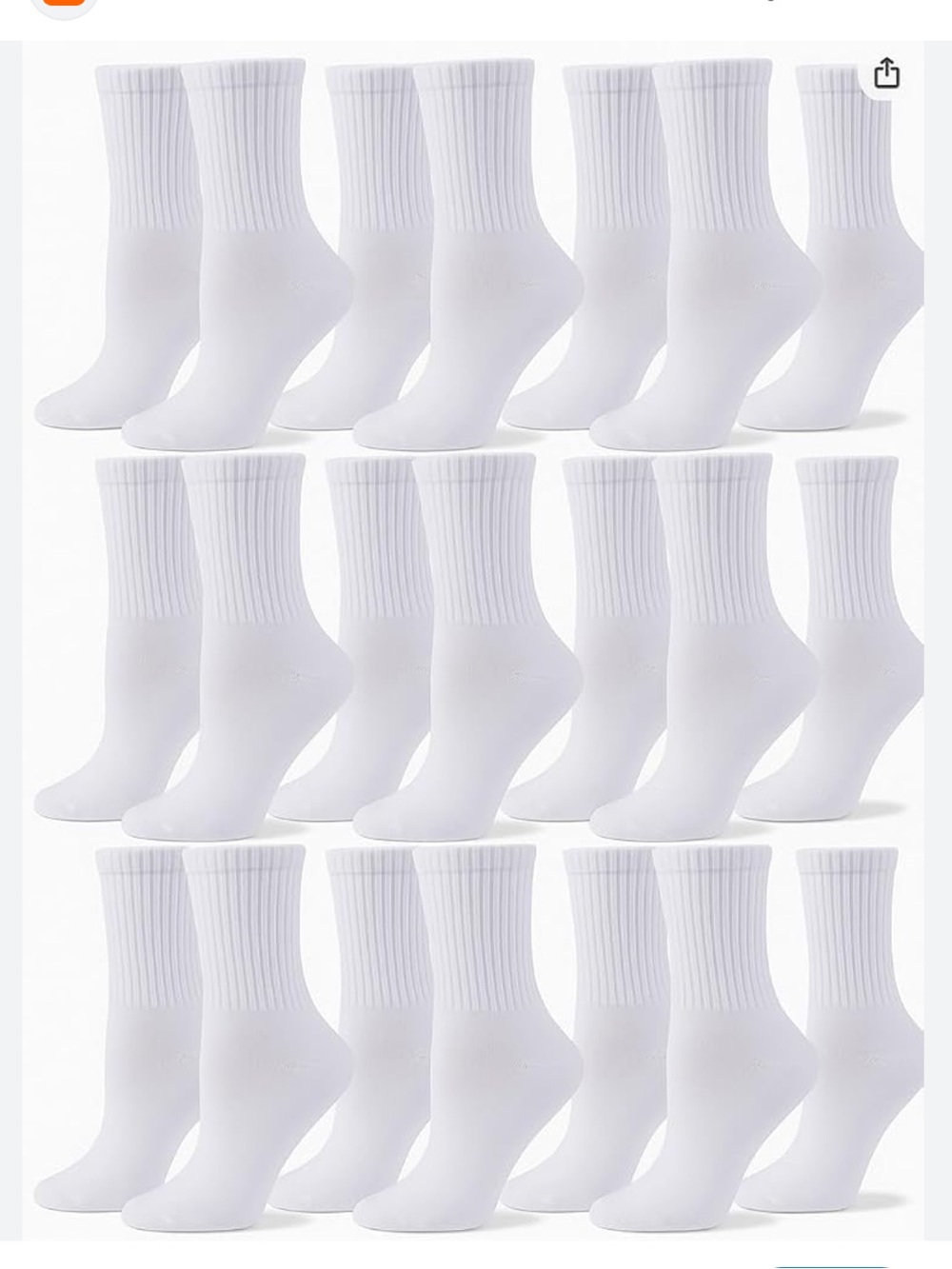 12 Pair Crew Socks for Womens and Men Cushioned Long Socks Cotton NEW SZ 6-9